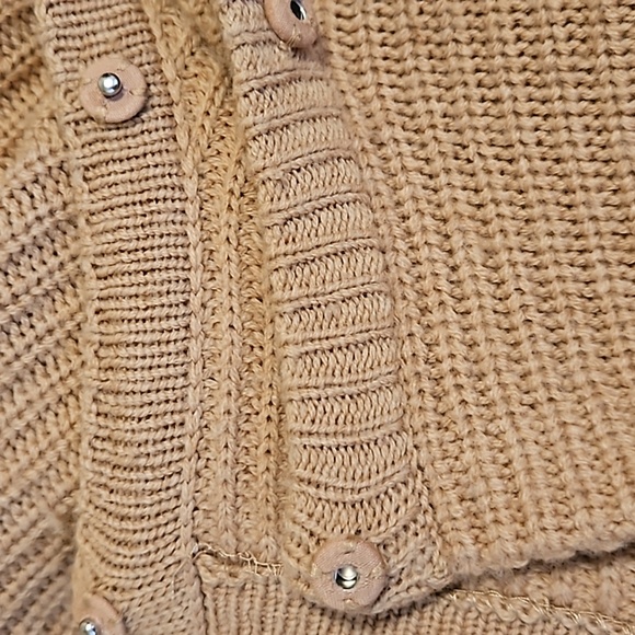 Tahari Womens Medeum Tan Merino wool long line cardigan sweater one button - Picture 6 of 6